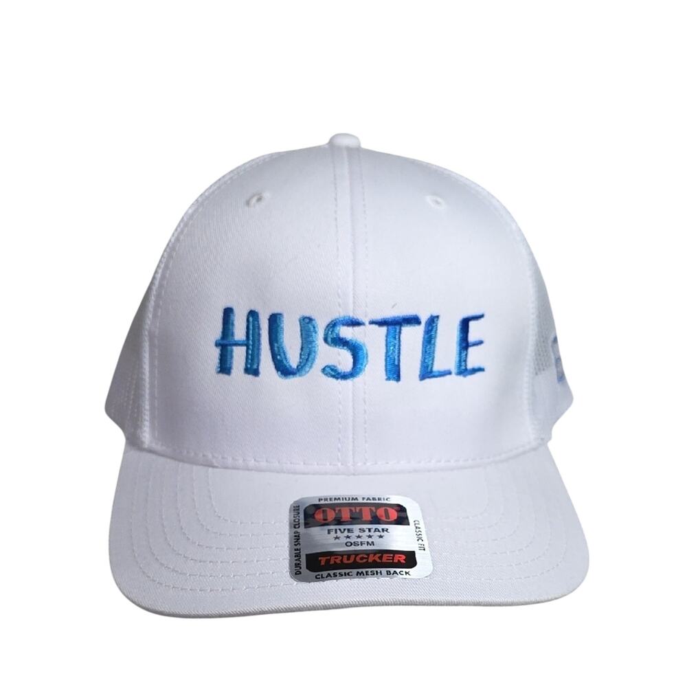 Otto Hustle White Trucker Hat Adult Unisex Adjustable Cap NEW